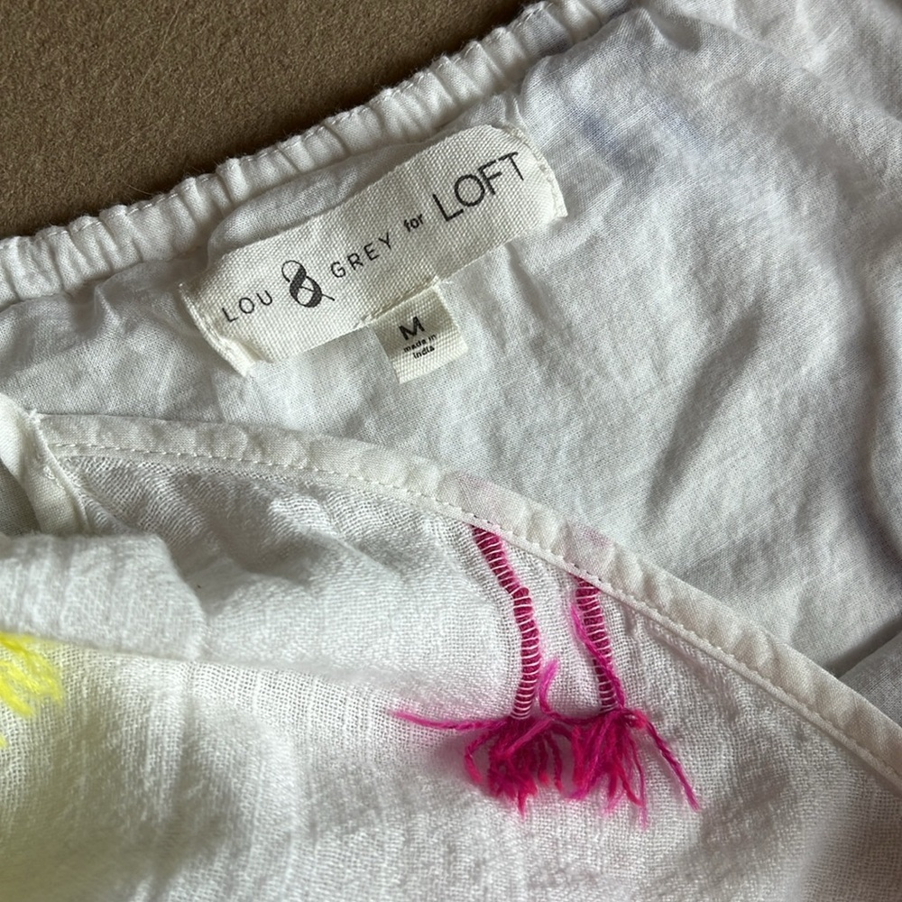 LOU & GREY For LOFT Fringe Cami Dress Fiesta Colorful White - M - Picture 4 of 11